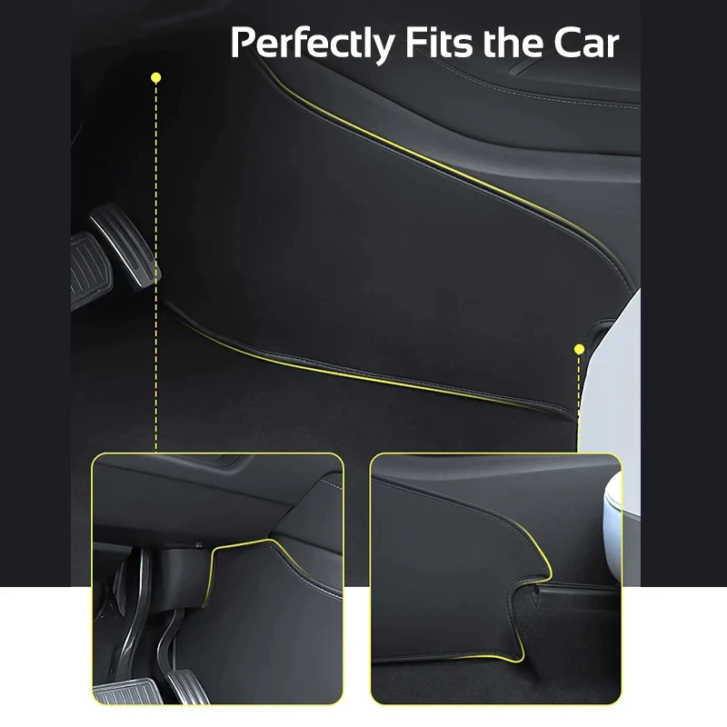 For Tesla Model 3 / Y Leather Side Defense Anti-kick Pad Center Control Anti-dirty Pad Protective Cover Car Interior Accessories