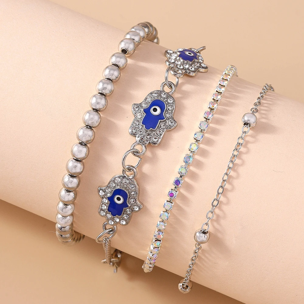 Aihua Classical Vintage Gothic Hamsa Hand Bracelet Femme Punk Evil Eye Bracelets For Women Metal Jewelry Pulseras Mujer