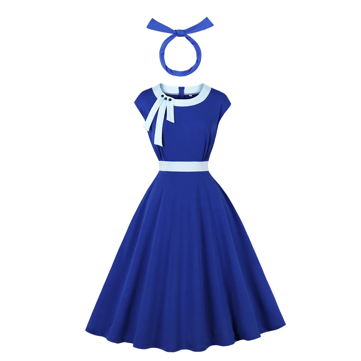 formal 60s dress Vintage Retro Polka Dot Flare Party  Two-Tone High Waist, Plus Sizes Available 12 (EU44) Midi length Party Dresses 60s Retro Formal