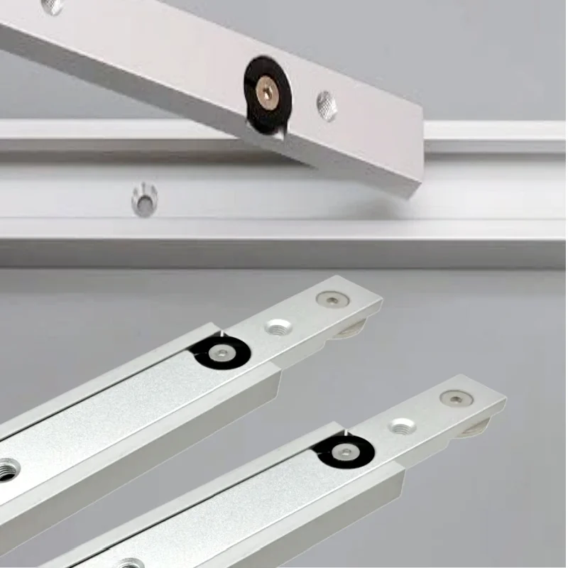 طقم منزلق شريط ميتري بفتحة T، منزلق مشترك مائل على شكل حرف T من سبائك الألومنيوم مع عجلات - دليل شريط غير مثقوب على شكل حرف T