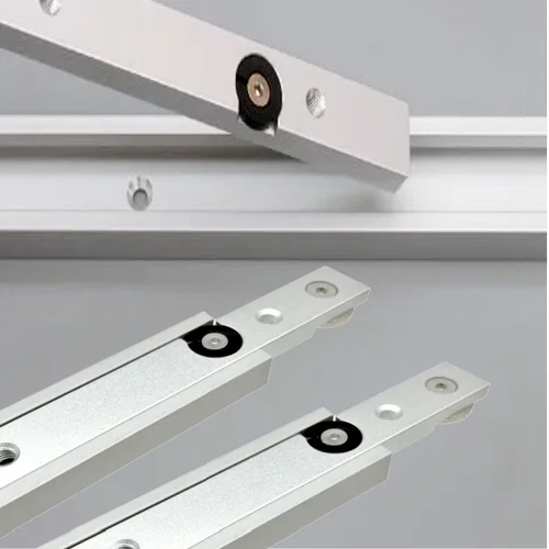 Kit deslizante de barra de inglete con ranura en T, deslizador de junta oblicua de riel en forma de T de aleación de aluminio con ruedas, guía de barra en forma de T no perforada