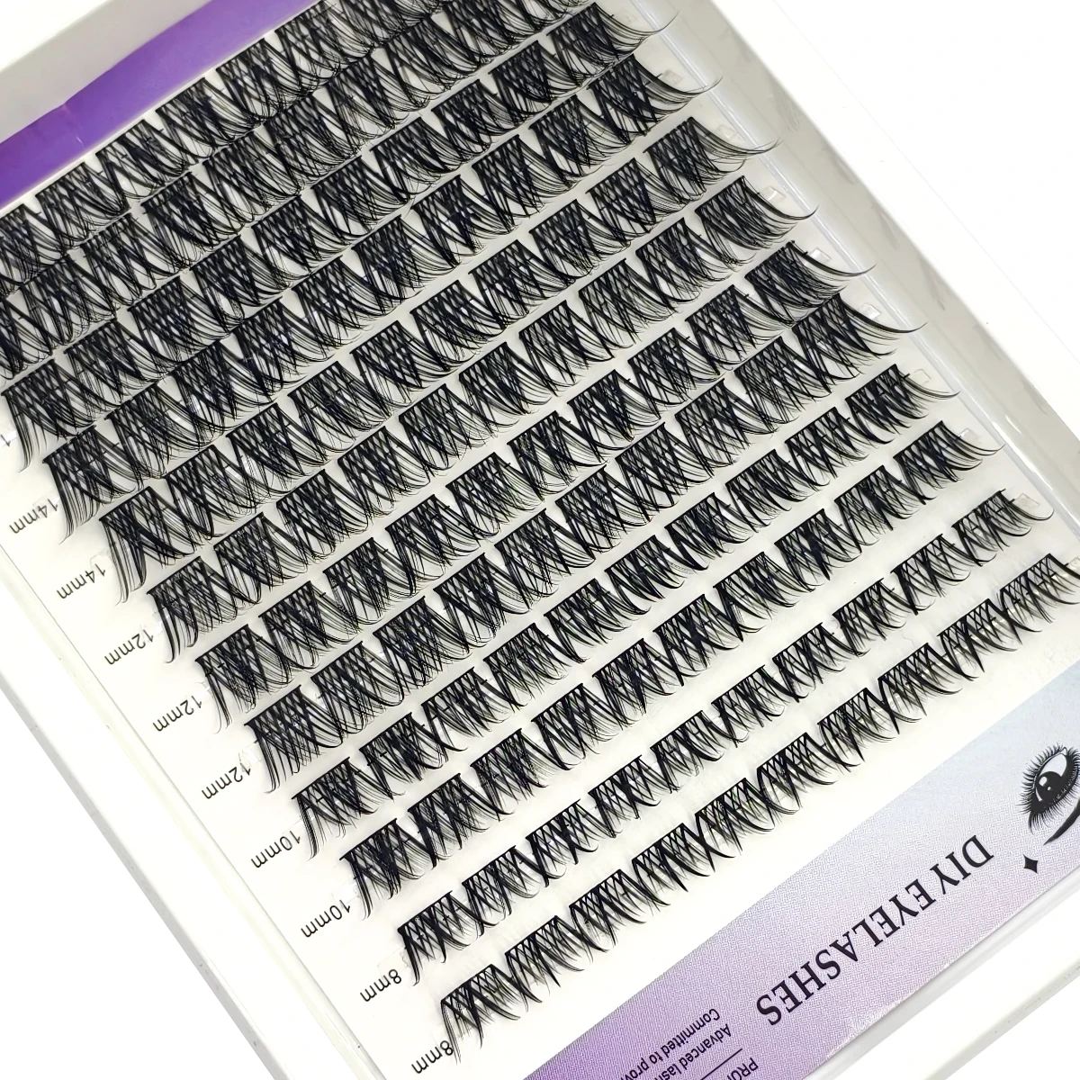 HBZGTLAD 12 Reihen DIY Cluster Wimpern 8-16mm Katzenaugen-Wimpern Unsichtbares Band Premium Nerz Manga Wimperncluster Natürlicher Stil Faux Cils – Detail 9