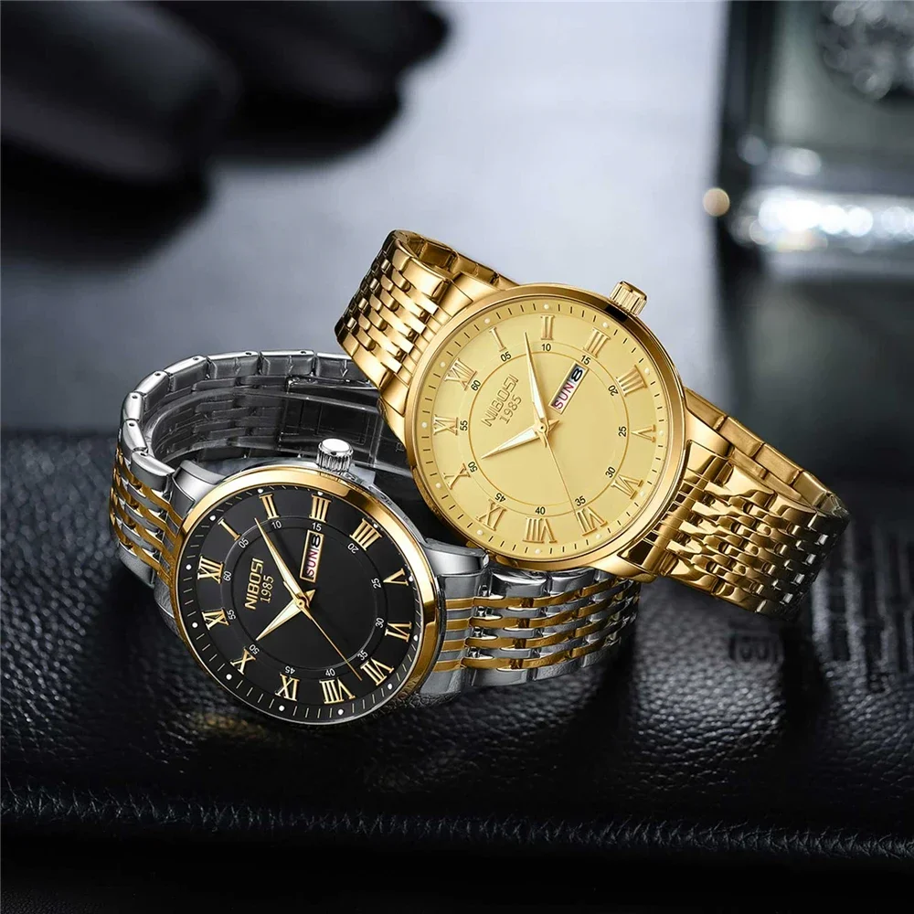 NIBOSI Men Watch Fashion Quartz Watches Waterproof Luminous Week Date Top Brand Luxury Casual Sport Mens Wrist Relogio Masculino