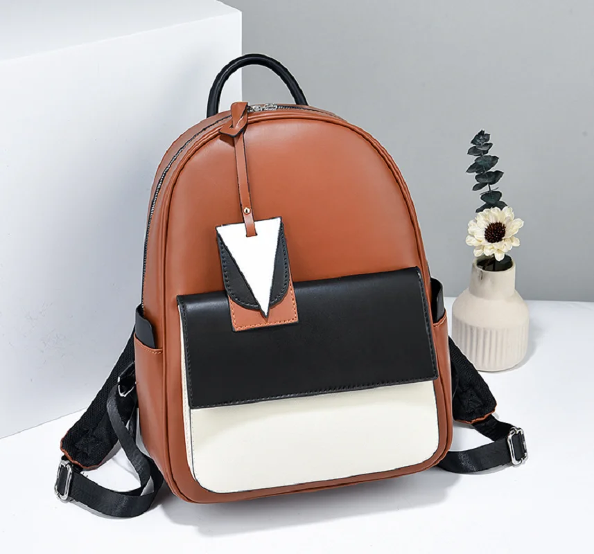 

New Korean Fashion High Quality Leather Double Shoulder Bags Women's Preppy Style Laptop School Bag Large Capacity Backpacks