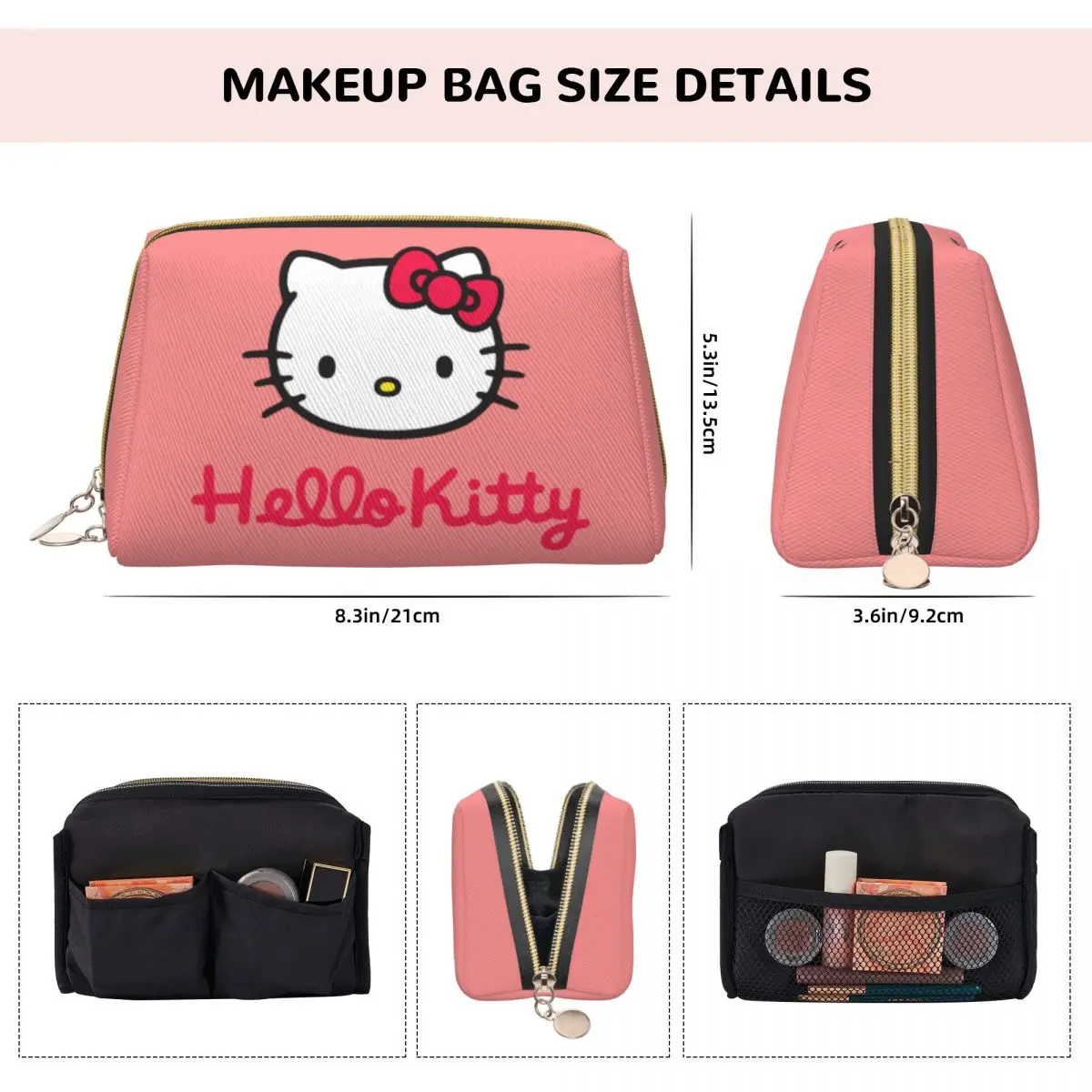 Hello Kitty Makeup Bags Stylish Large Capacity Cosmetic Bags Merch Girl Zipper Beauty Toiletry