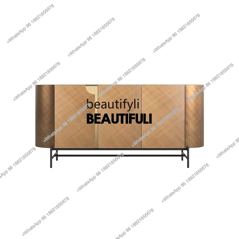 

Light Luxury Italian Simple Modern Entrance Cabinet Oval Sideboard Cabinet Arc Curio Cabinet Model Room