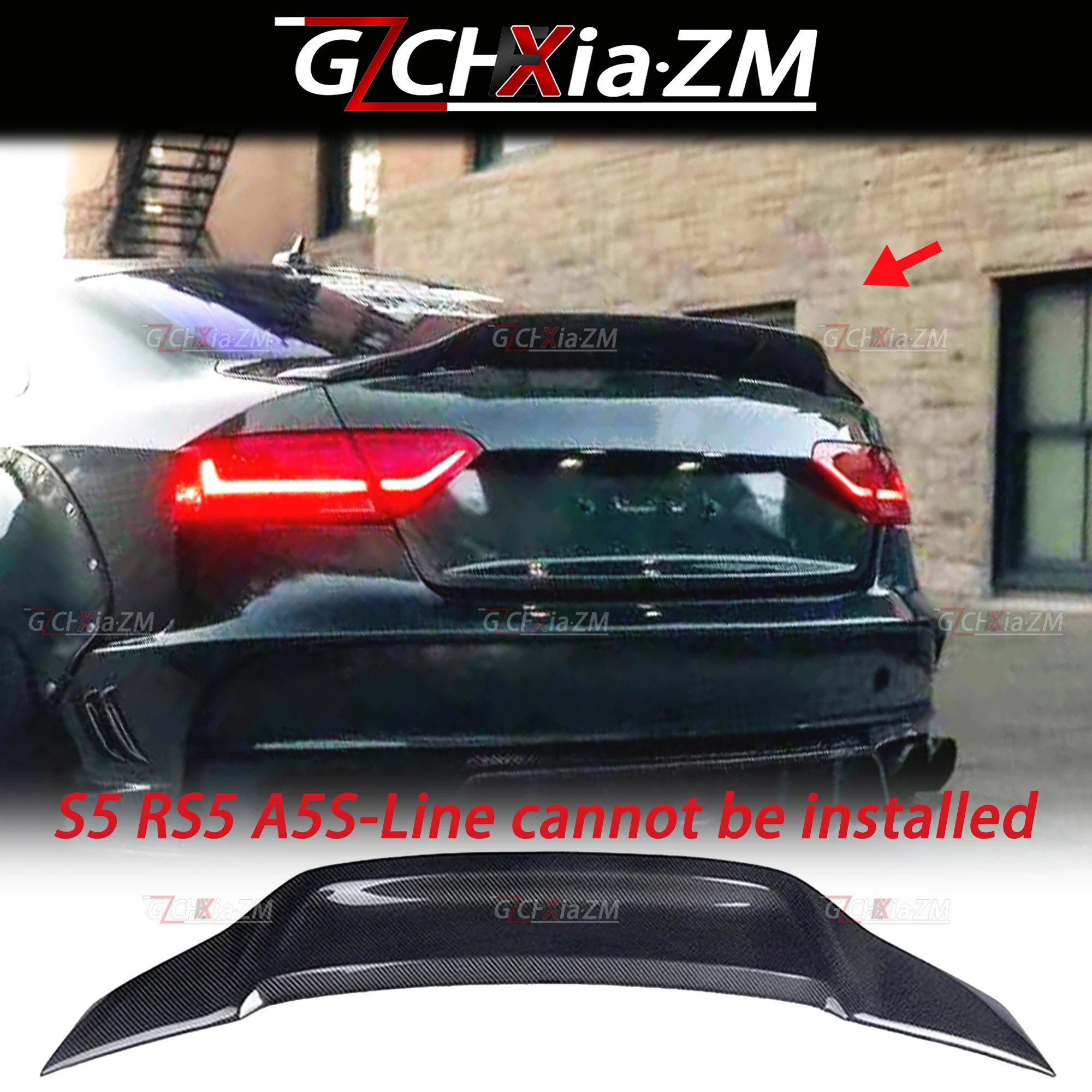 For 2009-2016 Audi A5 B8 B8.5 Spoiler 2-4 Doors Sportback Trunk Lid Carbon Fiber Diffuser Aerodynamic Kit Rear Wing Decoration