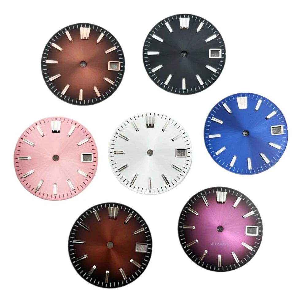 

28.5mm Trapezoid Markers Sunburst Watch Dial No Logo Gradient Nail for NH35 Mechanical Automatic Movement Mod Parts