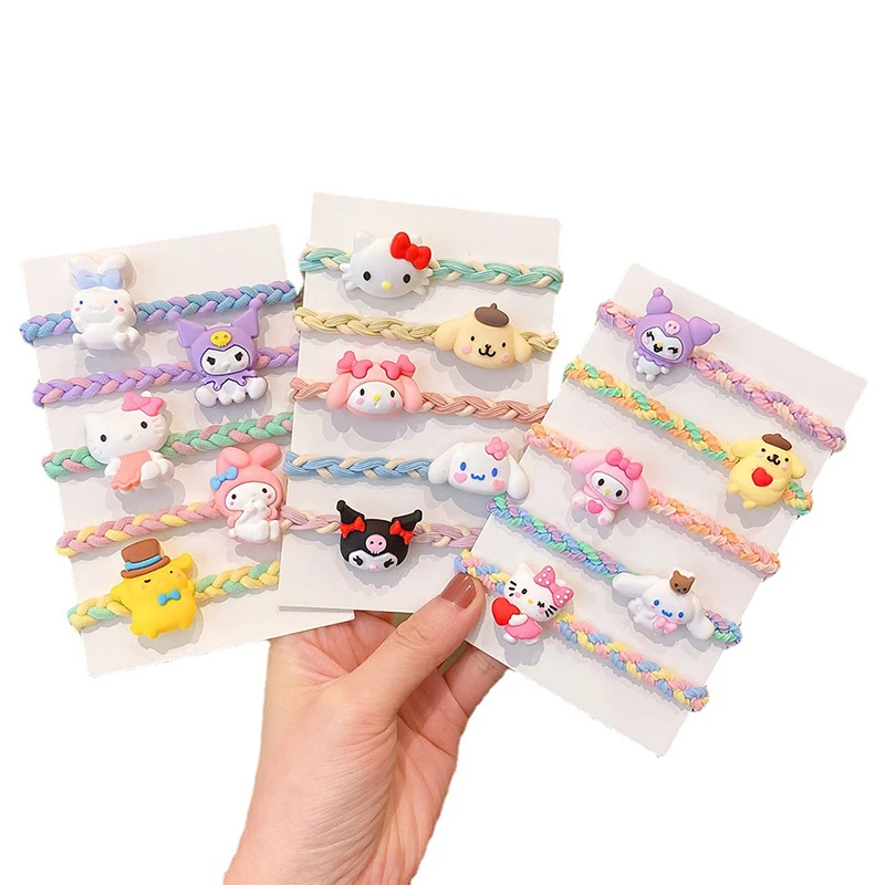 Diadema de dibujos animados de Sanrio Cinnamoroll Kuromi Melody para niños, lazo para el cabello, banda de goma, accesorios para el cabello