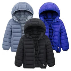 Kids Boy Lightweight Down Jacket Autumn Winter Coats Children Girl Warm Hooded Outerwear Teen Students Cotton Clothes 6-14 Years