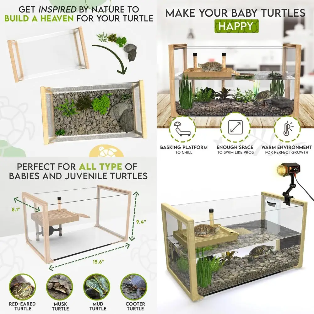 

Стартовый комплект для акварельной черепахи с фильтром, подсветкой и платформам для грения для детей и маленьких черепах