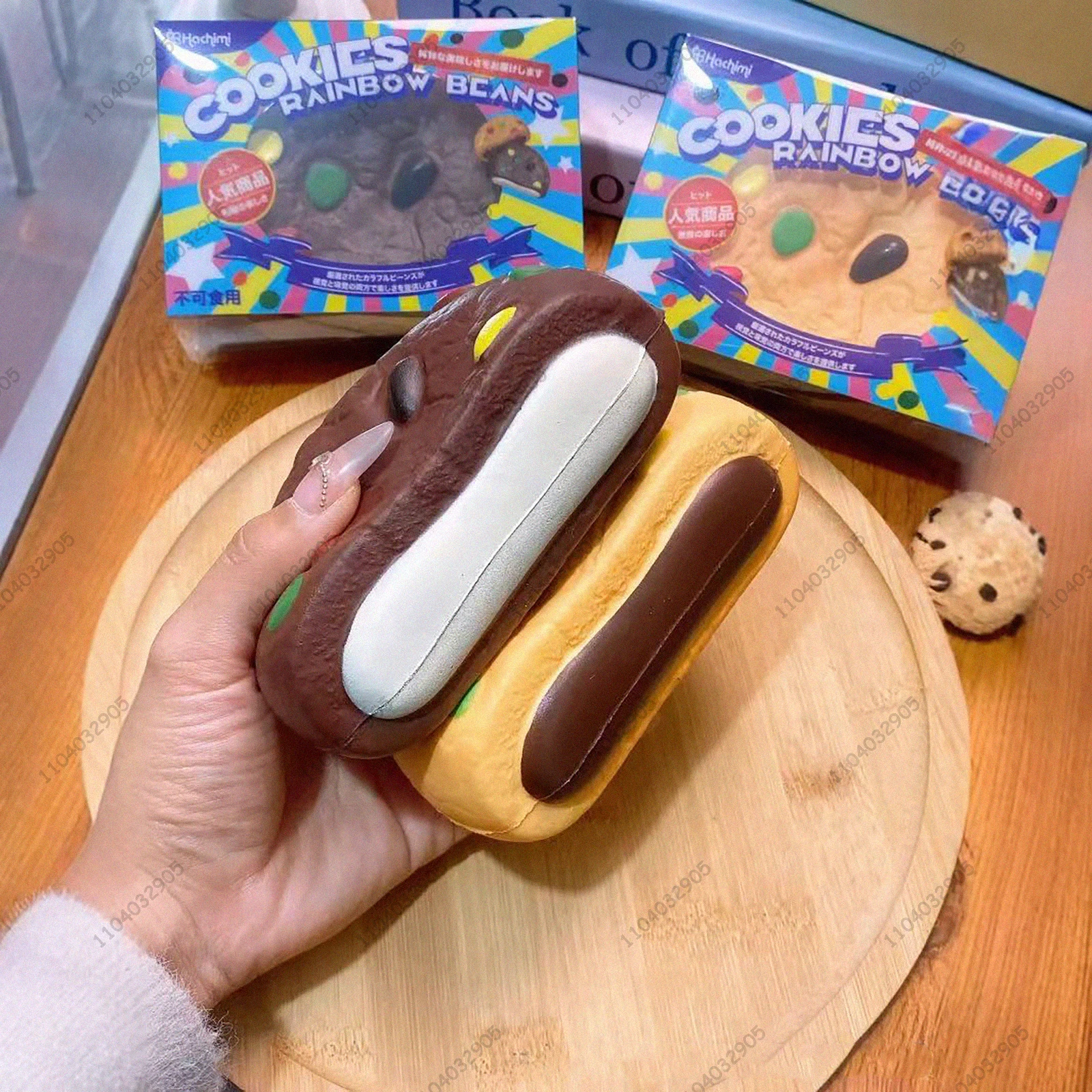 Chocolate Cookie Biscuit Slow Rising Squishy Rainbow Bean Cookie Dough Squeeze Toy Anti Stress Release Hand Relax Gift Toy