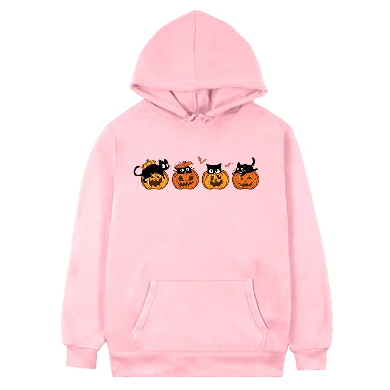 

Halloween Sweatshirt Cat Hoodie Ghost Winter Clothes Cat Lover Hoodies Women Spooky Season Sweatshirts L