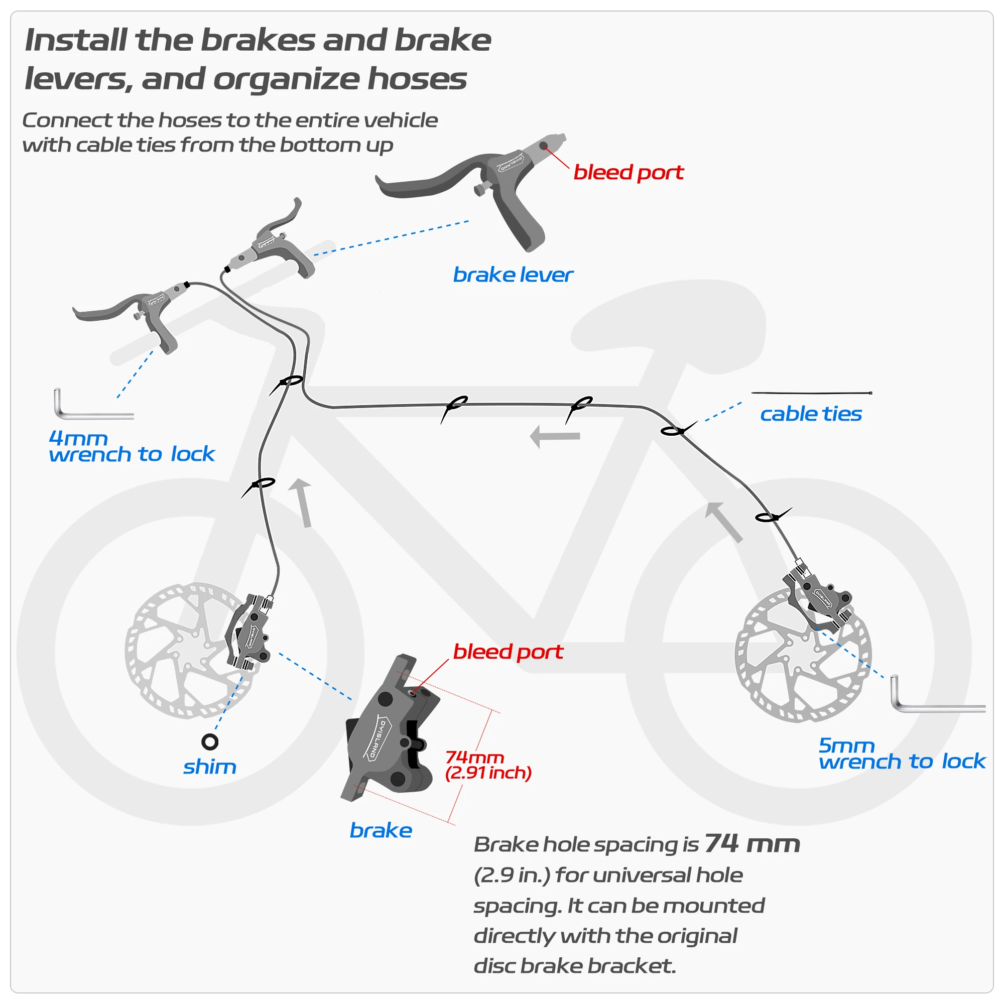 DYISLAND SD200 2-Pistons MTB Hydraulic Disc Brake Mountain Bike Hydraulic Disc Brake Calipers bike Upgrade Accessories