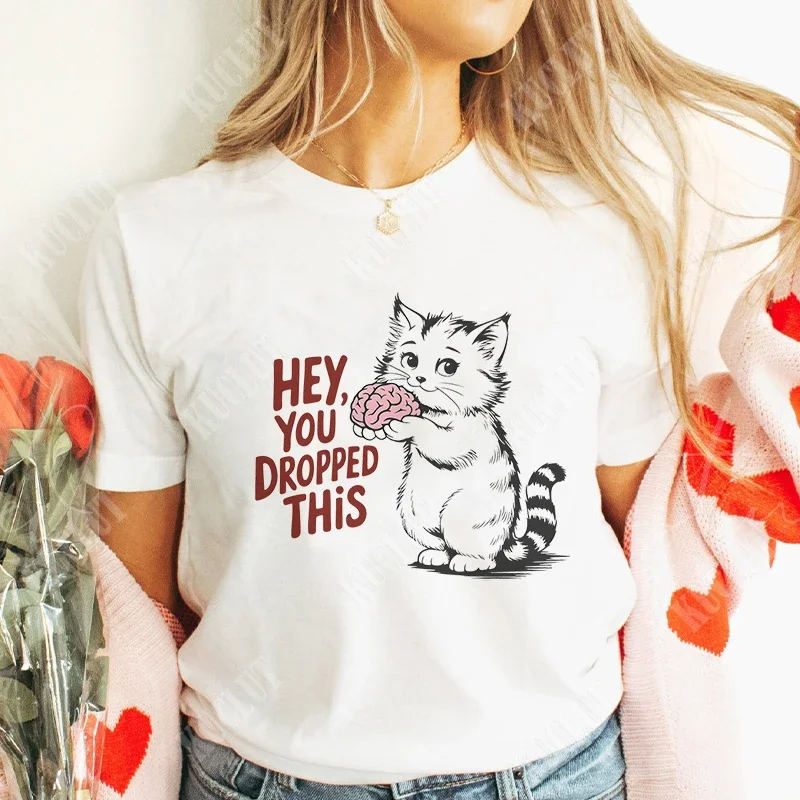 

Camisas gráficas de Humor y Satireropa femenina camisetas divertidas para mujer ropa estética con diseño de gato y cerebro