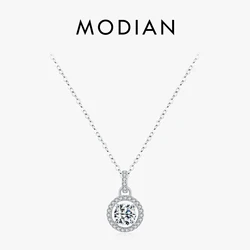MODIAN 1 Carat D color Moissanite Pendant Necklace For Women 925 Sterling Silver Wedding Bridal Fine Jewelry With Certificate