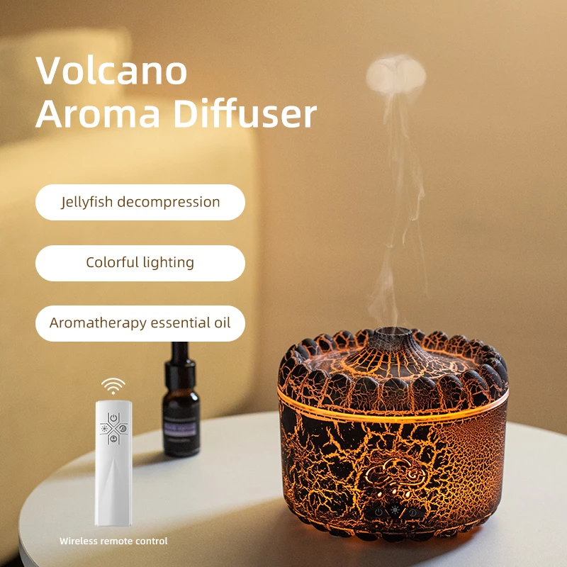 

Jellyfish Smoke Ring Aromatherapy Air Humidifier Diffuser with Volcano Crack Light For Home Desktop USB Electric Aroma Diffuser