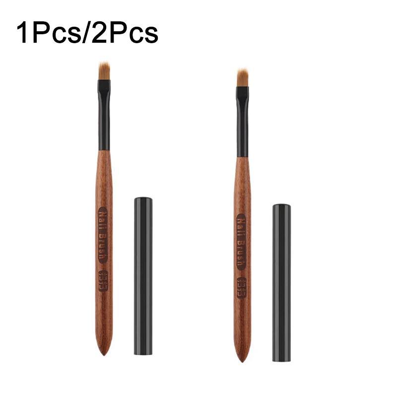 1/2 pçs madeira uv gel polonês arte do prego ombre pintura caneta com capa detalhe escova engrossar desenho escova de alta qualidade manicure ferramenta