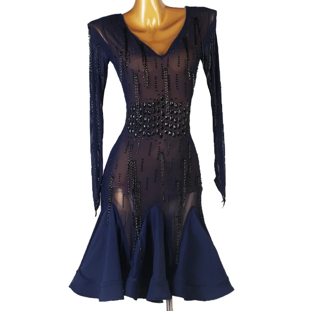 Vrouwen Feestjurken voor Sexy Vrouwelijke Latin Dans Pak Meisjes Oefenkleding Kleding Competitie 2025, Nieuwe Lijn Rok Stand Ballroom