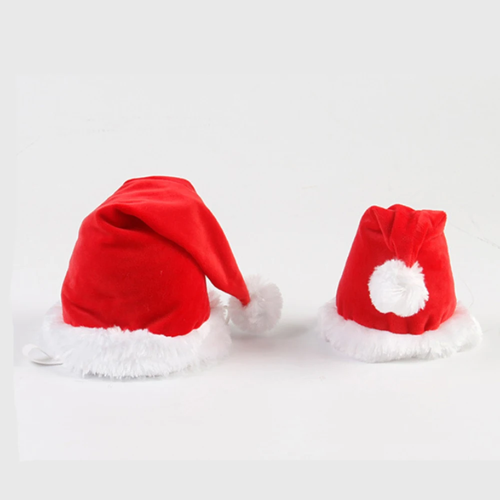 

Pet Santa Hats Warm Fleece Hats for Cats and Dogs New Year's Party Supplies Cute Pet Costumes