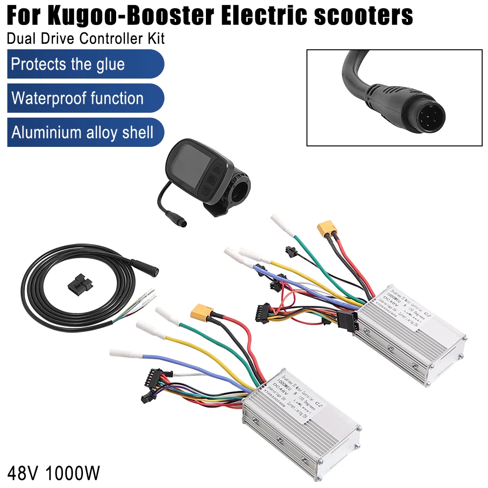

Контроллер двигателя с двойным приводом 48 В 1000 Вт для KUGOO G-Booster, часть электронного скутера, ЖК-дисплей, циферблат, акселератор, противоскользящая наклейка на подставку для ног