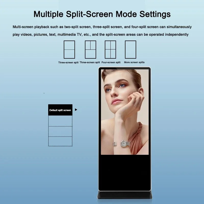 32 43 49 55 65inch 4K UHD 2160P Android Vertical Floor Advertising Touch Screen Commercial Digital Signage Display Play Screen