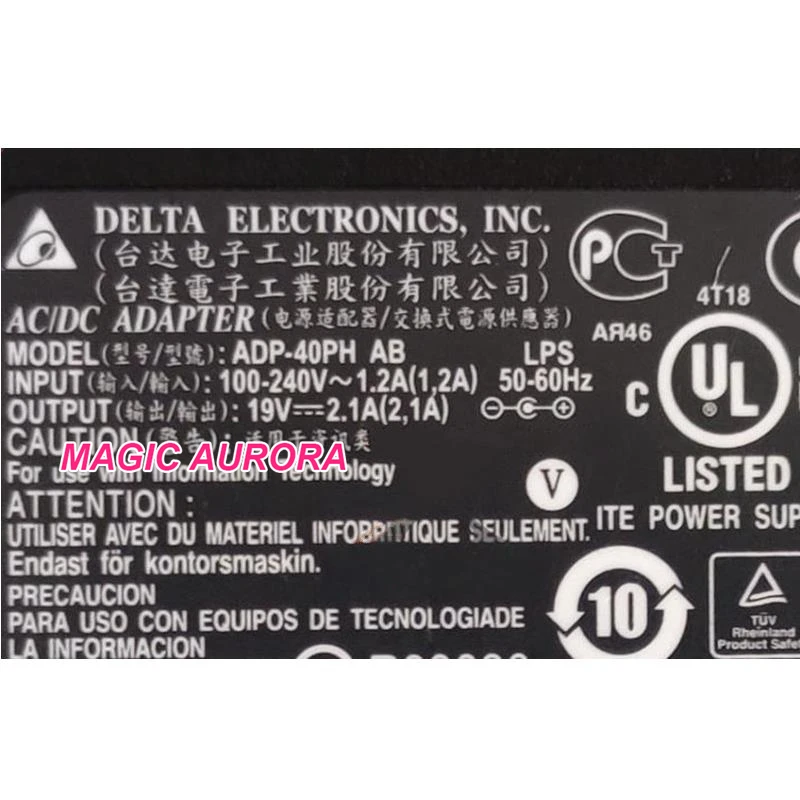 Imagem -02 - Genuíno para Delta 19v 2.1a 40w Adaptador ac Adp40ph ab Carregador para Benq Dhu100 U101 para Asus Eee Box pc Eb1007 Eb1012 B202 Ms202