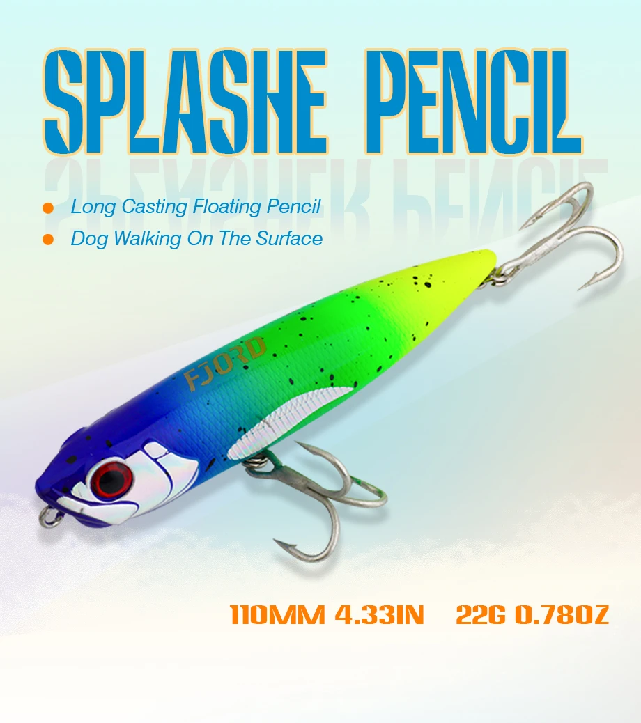 FJORD Schwimmender Bleistift 110 mm 22 g 85 mm 10 g Wobbler Topwater Walking Dog Salzwasserköder Stickbait Hechtbarsch Angelköder Tackle – Detail 1
