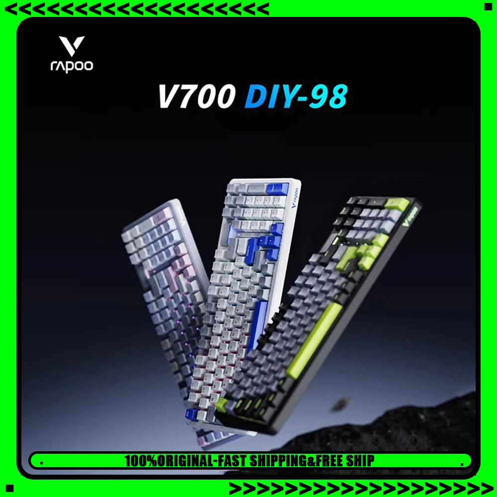 

Rapoo V700DIY-98 Mechanical Keyboard Three Modes 1KHz Long Battery Life Low Delay RGB Keyboard Gasket Hot Swap Pc Accessories