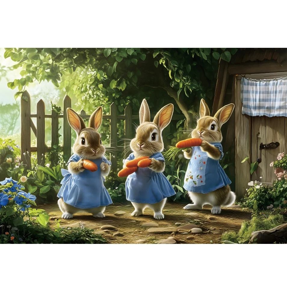 Fondo de fotografía de Pascua de primavera lindo conejo zanahoria Manor árbol niños decoración de cumpleaños retrato de bebé foto telón de fondo estudio fotográfico