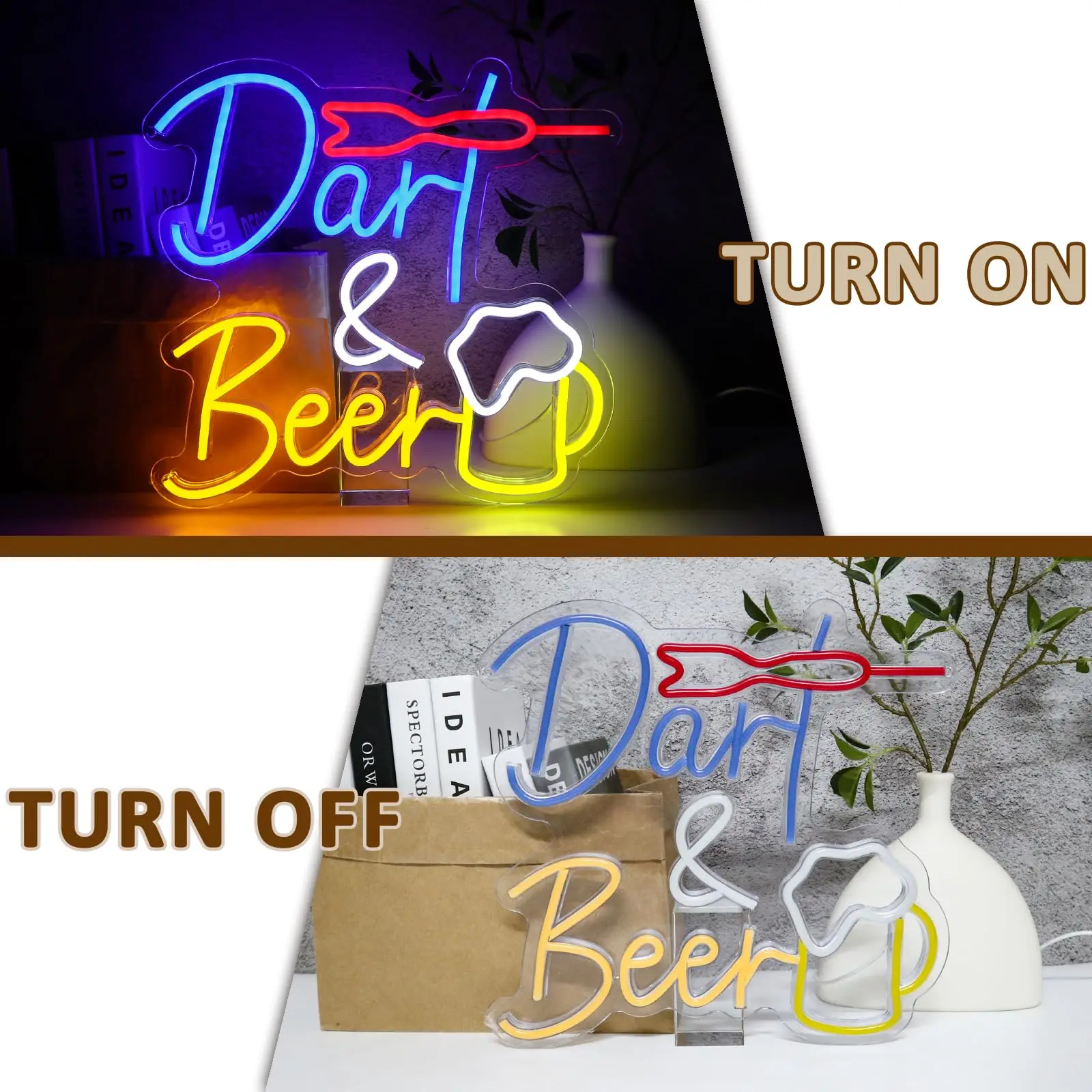 علامات نبال وبيرة النيون دارت Led لافتات للبار ، USB عكس الضوء لبار البيرة منطقة الألعاب حانة المنزل متجر الحيوانات الأليفة مطعم جدار الفن #2