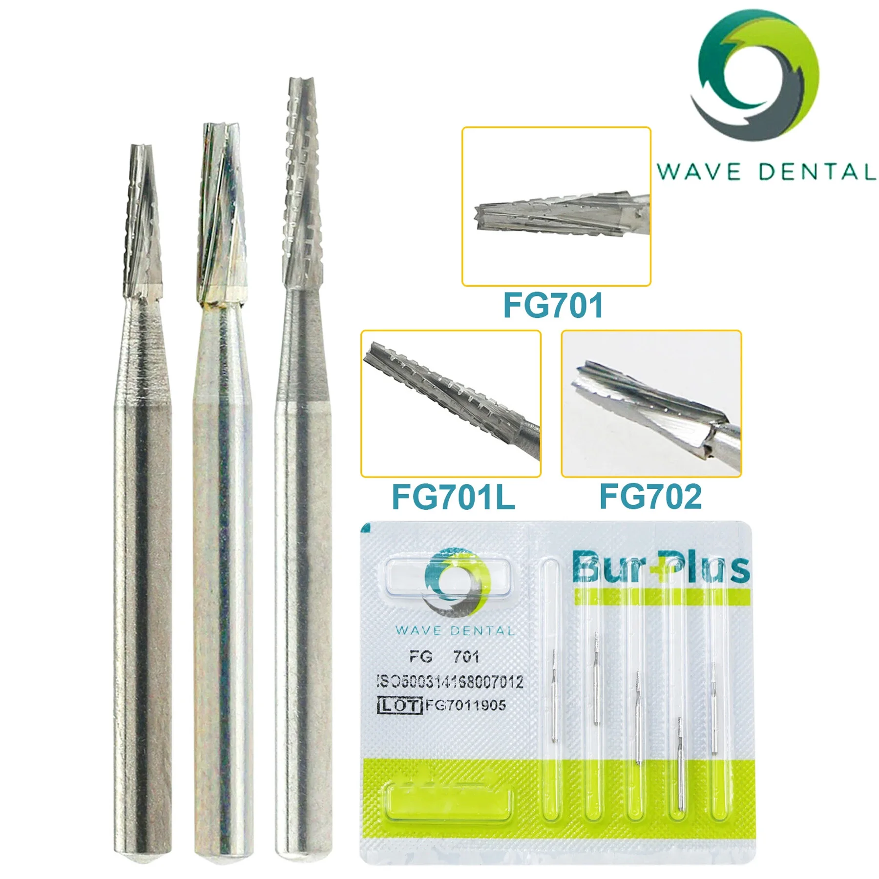 

5 шт. волнистые стоматологические боры для высокоскоростного наконечника FG 701 701L 702