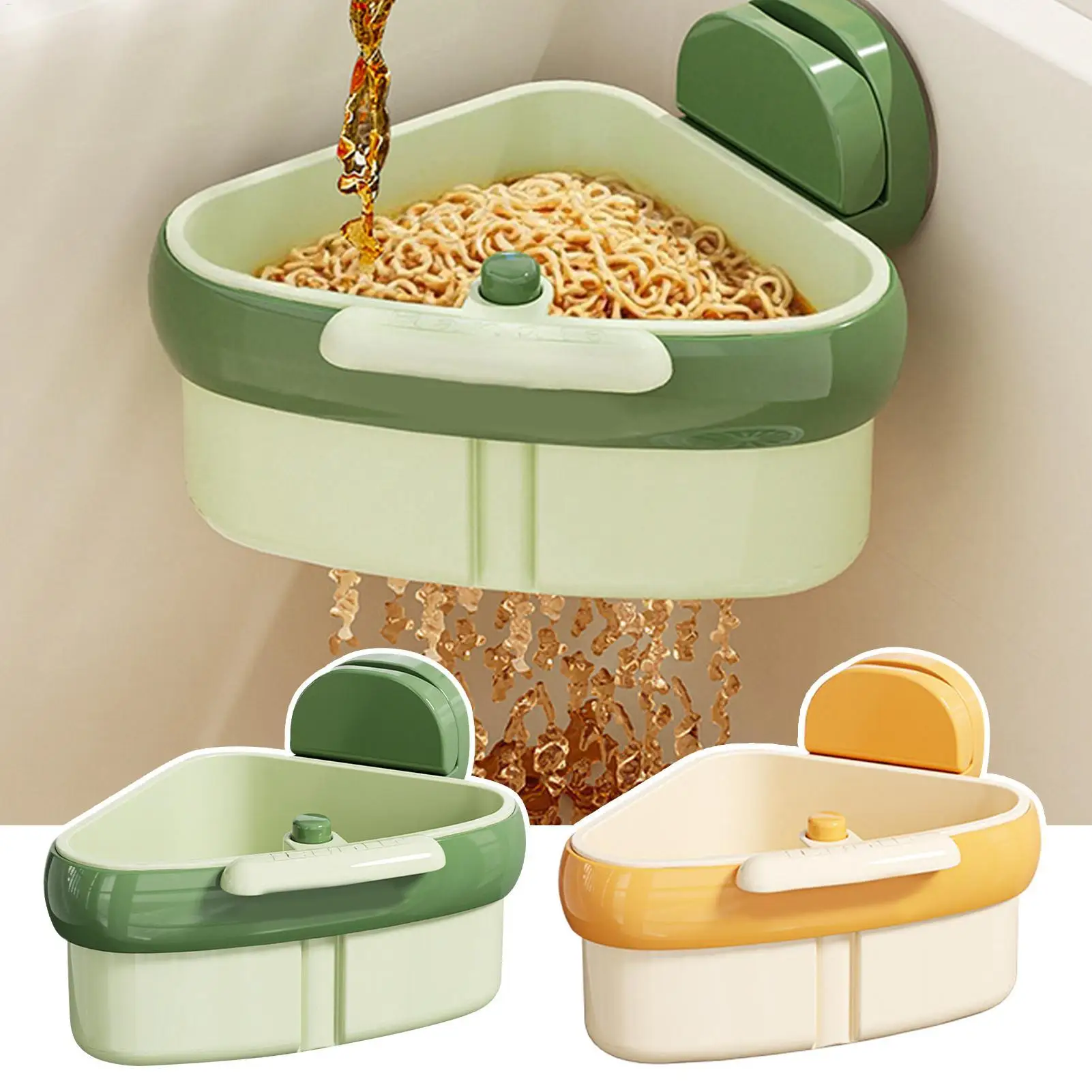 Kitchen Sink Corner Strainer Suction Cup Openable Food Waste Filter Basket Quick Drain Dishcloth Holder Dishwasher Sink Strainer