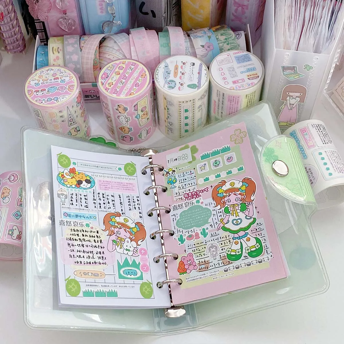 Kawaii Washi Tape Die Cut Decorative Sticker for Scrapbooking Stationery Cute Animal Masking Tape DIY Arts Crafts Album