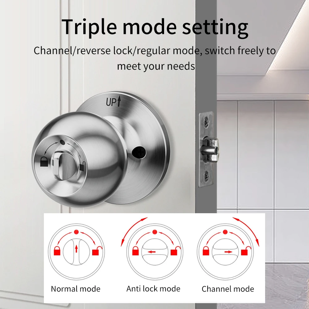 Hot Sale Tuya Smart Electronic Stainless Fingerprint Round Door Knob Handle Lock Internal Door Knobs Passage Lock With Keys App