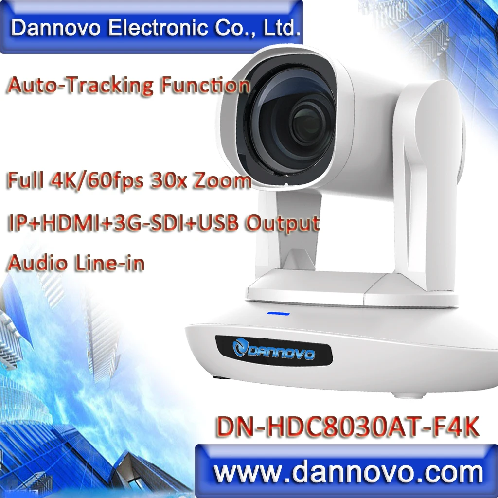 DANNOVO Professional Auto Tracking 2160P-60fps 30x Zoom Live Stream Camera, 3G-SDI PTZ Color Video Camera(DN-HDC8030AT-F4K)