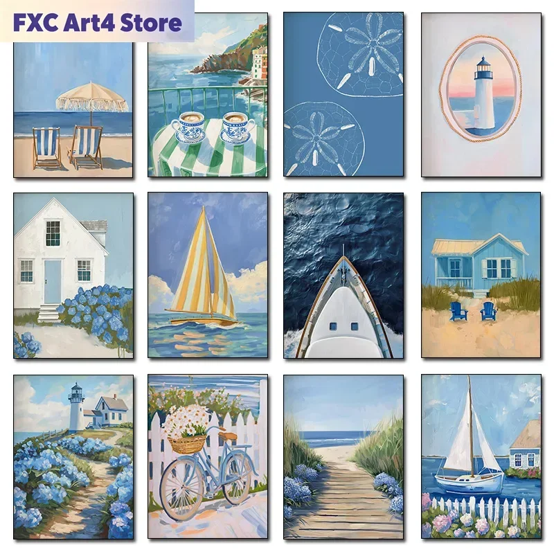 Frameless Coastal & Tropical Art Seascape Coastal Surfers Swimming Beach Photography Poster Canvas Painting Wall Art Pictures Ho