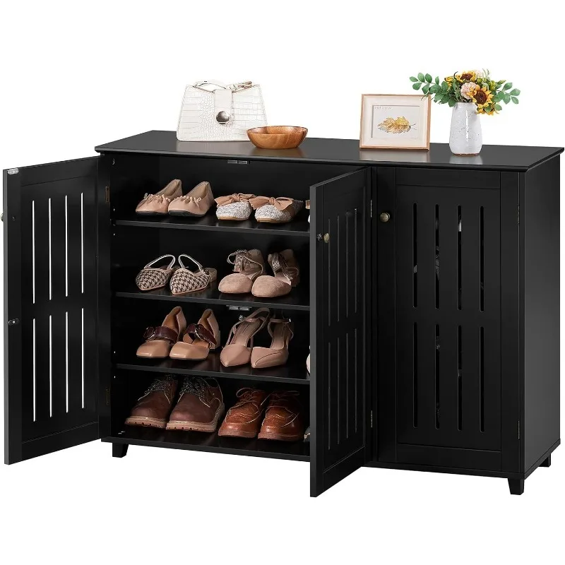 

Free Standing Shoe Rack Adjustable Storage Organizer 4 Tier Shoe Rack Shelves Entryway Hallway Furniture for Bathroom