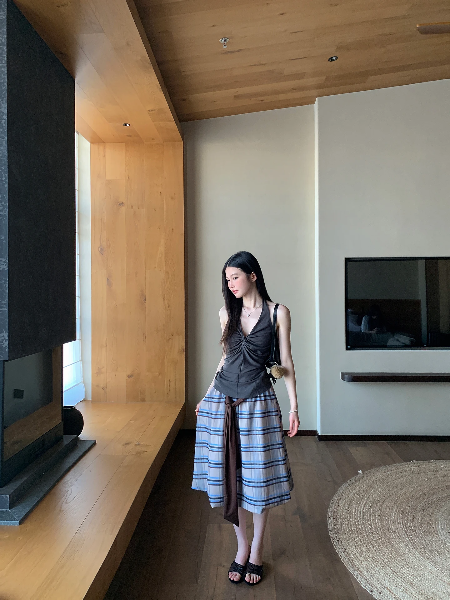 

Юбка Masalady Studio в стиле ретро в клетку с поясом, пышная юбка-солнце, светло-коричневая, в студенческом стиле, женская, с завышенной талией, свободного кроя