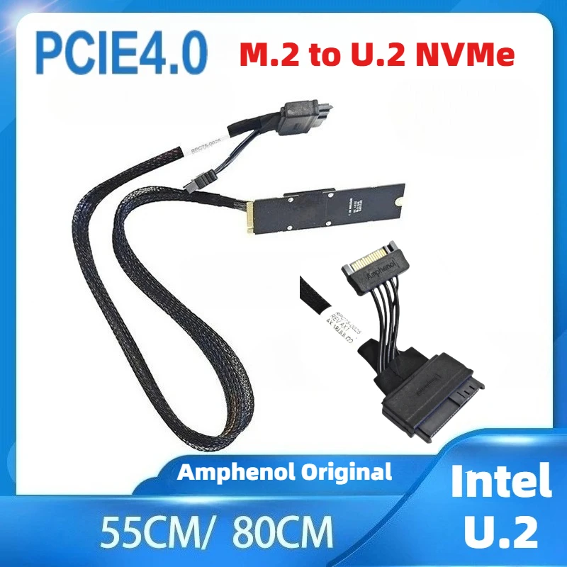Original Amphenol M.2 To U.2 NVME SSD Adapter Cable U.2 To 8639 Intel U2 P5800X for PCI-E 4.0 Solid-State Drive Cable 55CM 80CM
