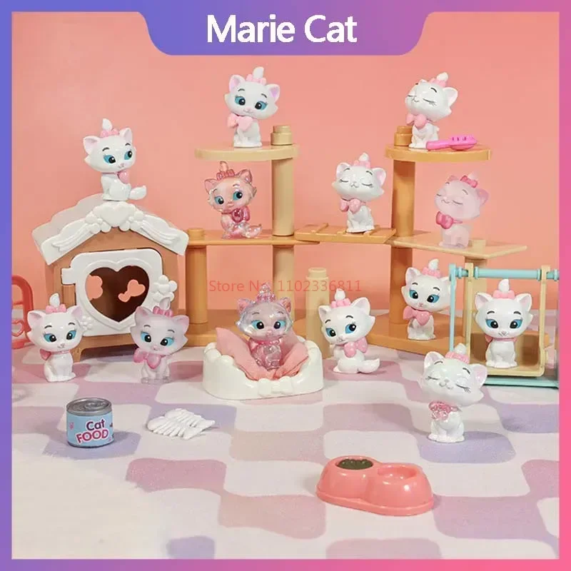 Hot Anime Disney Marie Cat Mini Figure The-Aristocats Cute Modle Toy Anime Cartoon Doll Car Dsek Decor Collection Toy Kids Gift