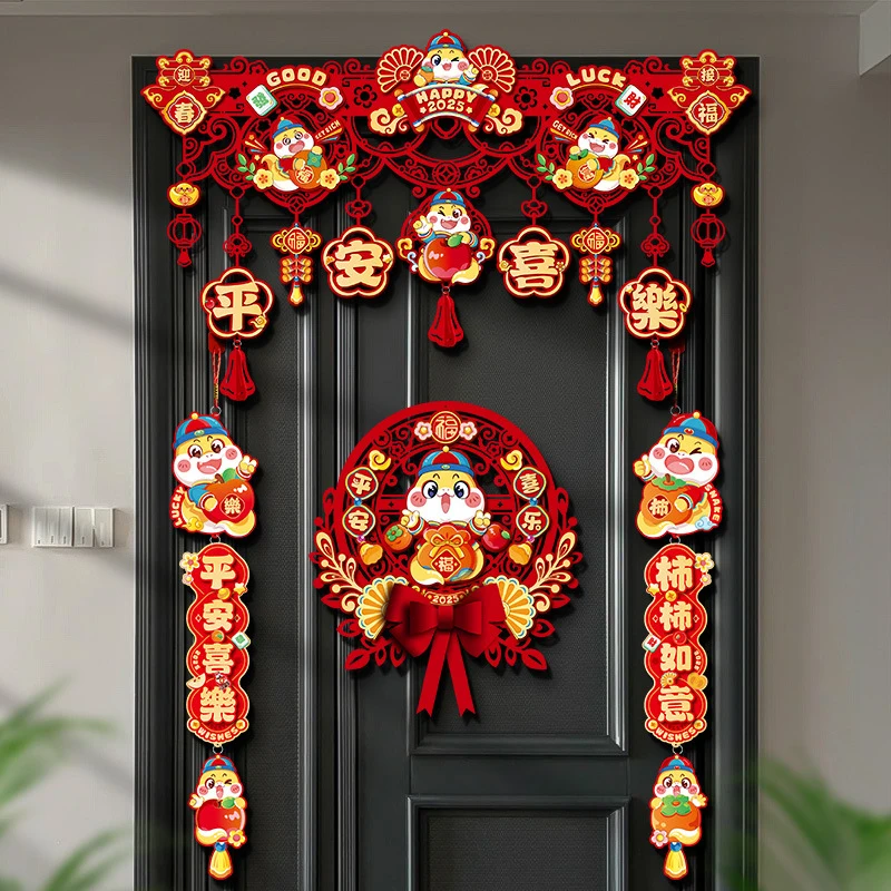 Chinese Spring Festival Door Decoration Red Zodiac Snake New Year Hanging Ornaments Traditional Good Luck Home Ornaments