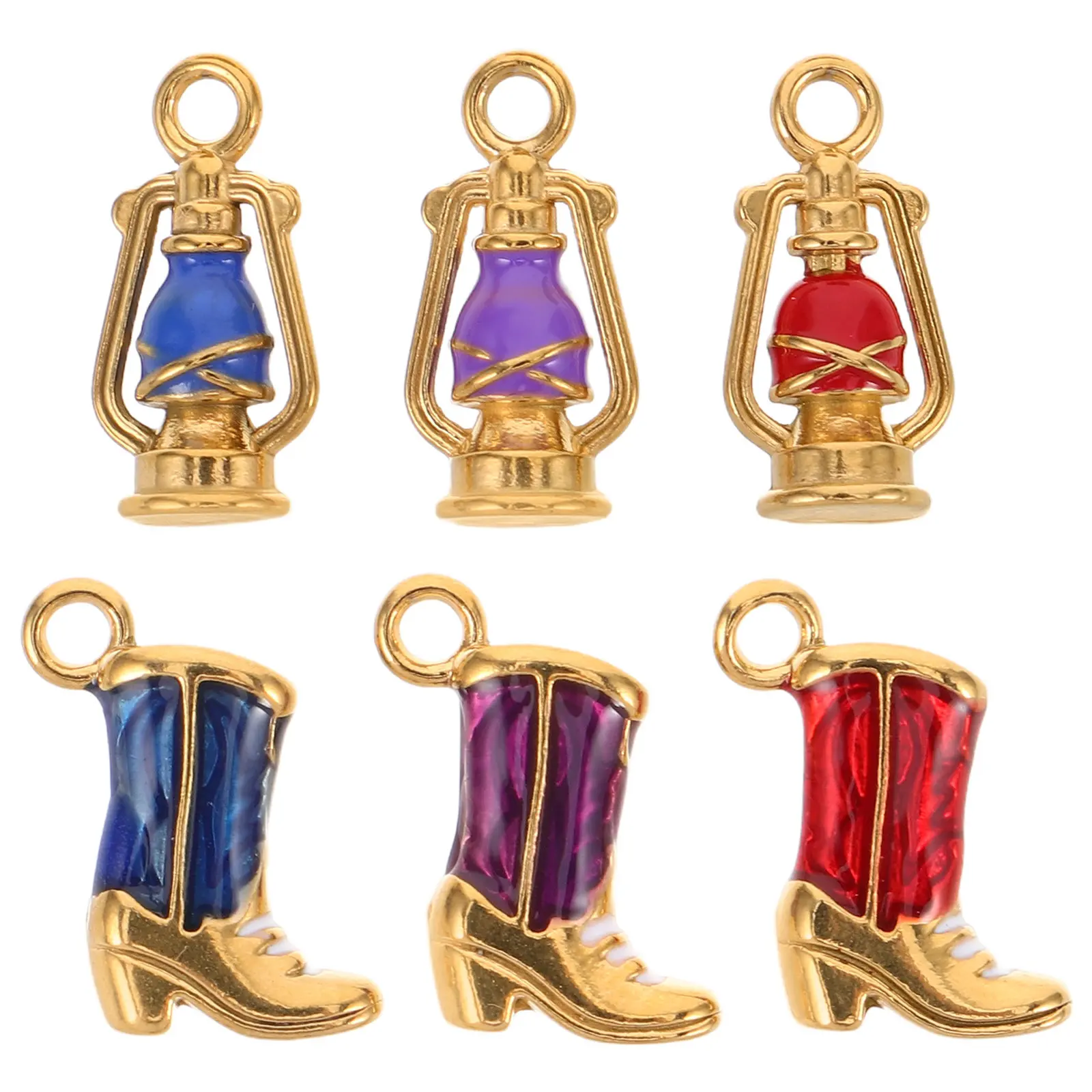 

Набор из 6 эмалевых подвесок в виде ковбойских сапог в стиле вестерн, для создания украшений своими руками, рождественских брелоков и декора