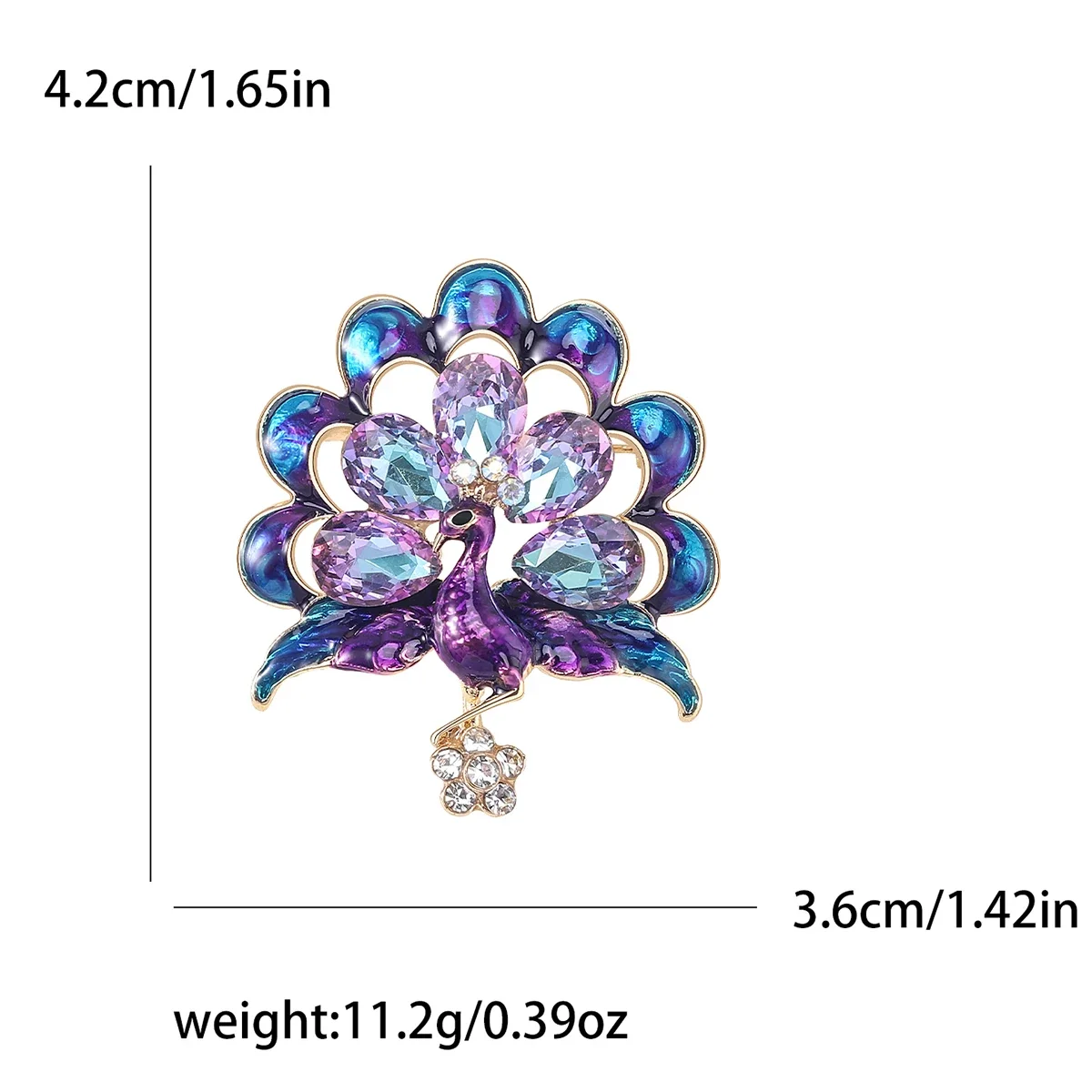 New Enamel Peacock Brooches for Women Unisex Rhinestone Flower Pins Bird Badges Event Party Decoration Clothes Accessories