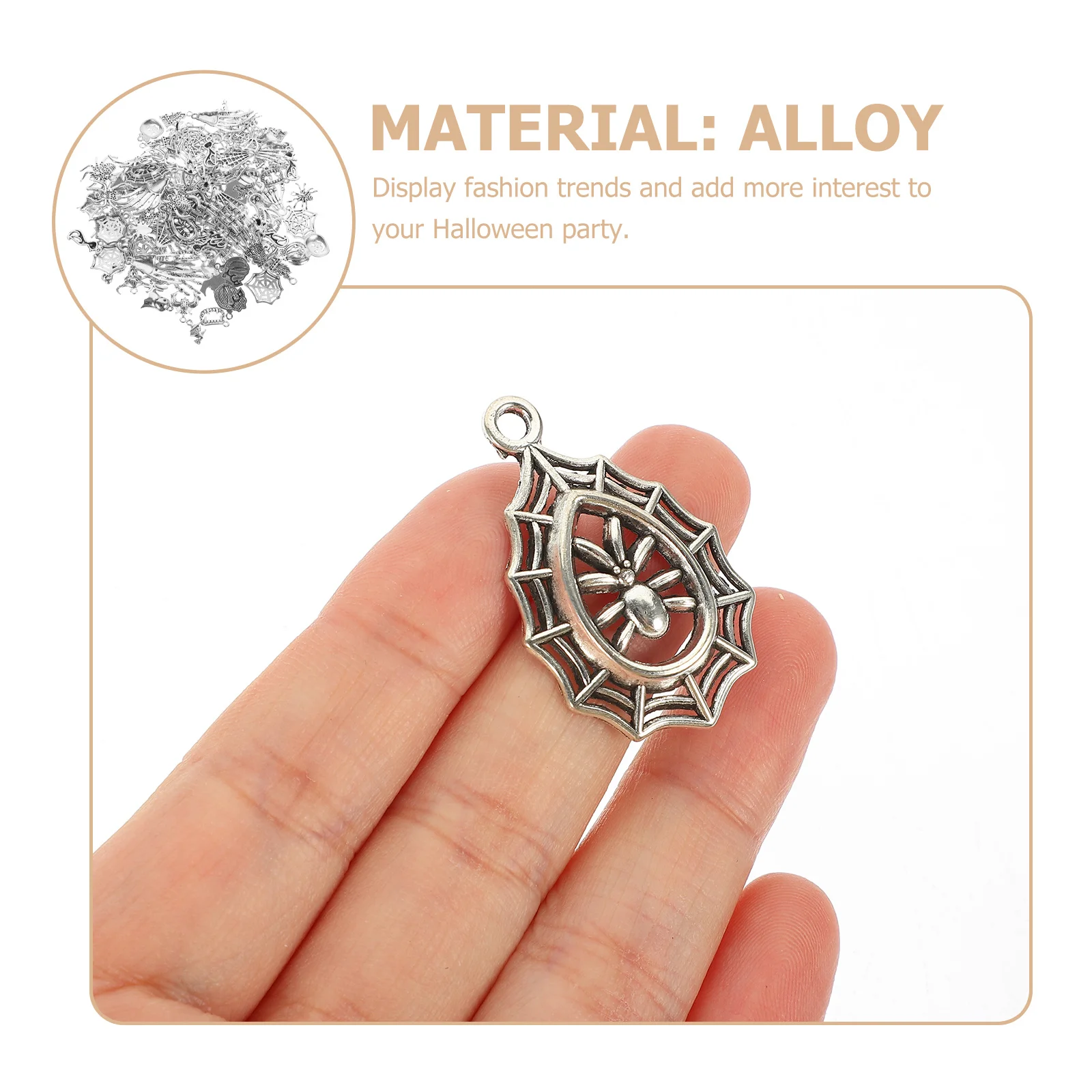 

100Pcs DIY Pendant Accessories Halloween Jewelry Pendants Rust Resistant Durable for Necklace Making Halloween Alloy Charm