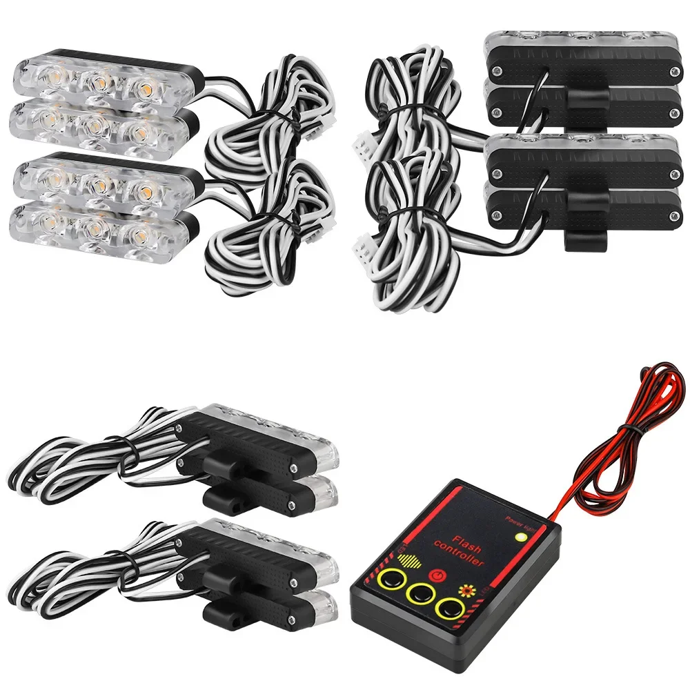 Car light remote control clip multi-mode strobe channel red blue flash warning light one drag four 3LED