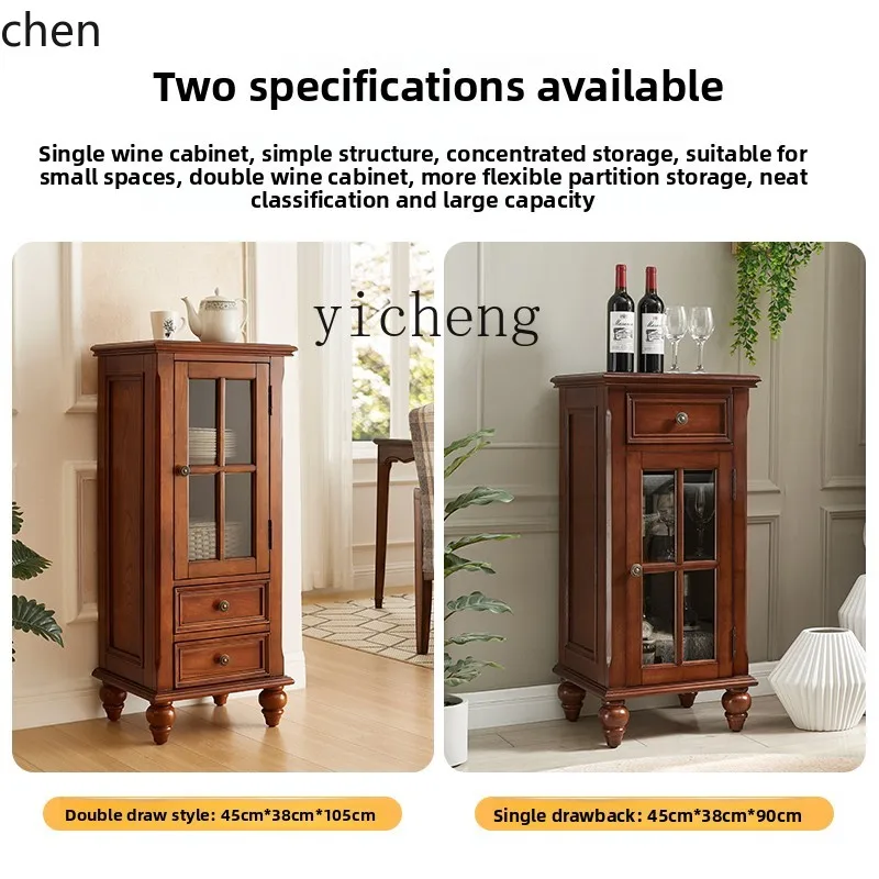 HXL الخشب الصلب باب واحد غرفة المعيشة خزانة جانبية تخزين النبيذ الزجاجي