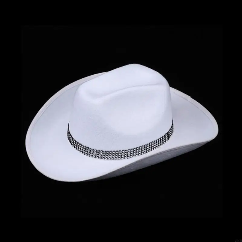 M6CD Sunproof كبيرة حافة منحنية قبعة قبعة رعاة البقر الغربية مع شريط من حجر الراين