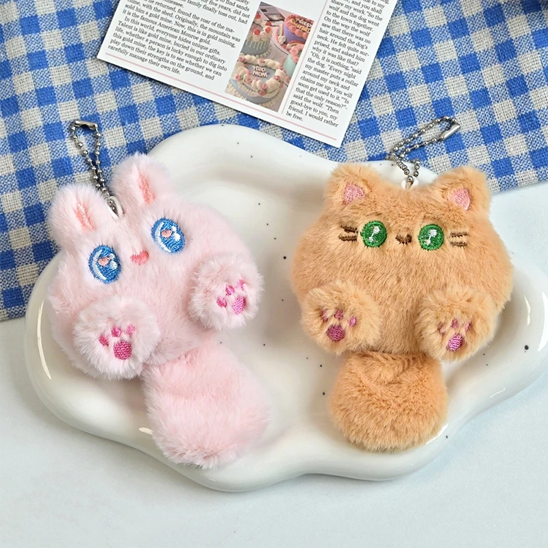 Jouet en peluche pour petit chat, pendentif chaton de dessin animé, porte-clés en peluche douce, anneau de clé de voiture, décor de sac à dos, mignon