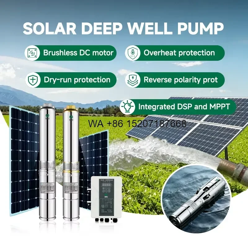Wmwmnu for DAYU 24V-110V Solar Deep Well Pump 25-180m Max Head Integrated DSP MPPT Irrigation Water Pump